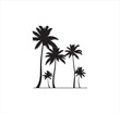 © Abdul Awal Azad - Five coconut trees silhouette vector art.