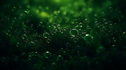 vibrant green background with green bubbles, creating an abstract and organic pattern
