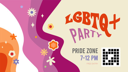  LGBTQ Party Horizontal Poster Template