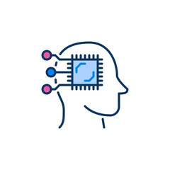 Wall Mural - CPU inside Head vector People with AI Chip concept colored icon or symbol