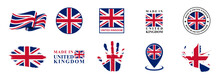 United Kingdom National Flags Icon Set. Labels With United Kingdom Flags. Vector Illustration