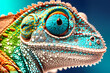 Colorful Chameleon At Close Up look Generative AI