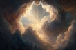 a view of the heavenly realm, with its expansive clouds and brilliant light, created with generative ai