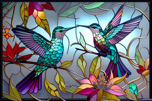 Stained Glass Hummingbird Design - Gernerative Ai