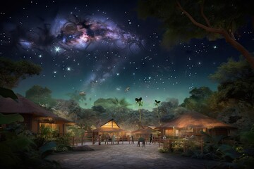 Wall Mural - the cosmic zoo, with view of the night sky and twinkling stars, created with generative ai