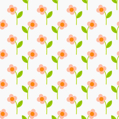 Wall Mural - pink cute flowers seamless pattern.