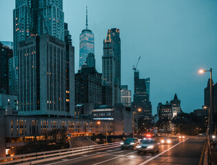 Wall Mural - New York city view on Brooklyn Bridge at night