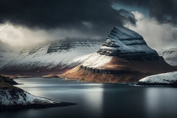 Wall Mural - The Faroe Islands are home to some stunning snowy peaks. Generative AI