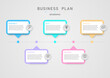 © Somsak - Modern infographic business planning for success Multi colored squares, buttons and icons centered gray dotted lines with colored circles. gray gradient background design for marketing,financial