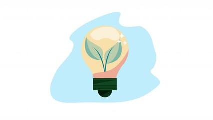 Wall Mural - eco bulb with leafs animation