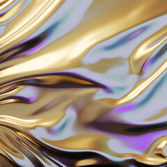Wall Mural - golden iridescent metallic liquid background created with generative ai	