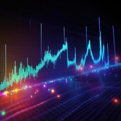 Poster - Holographic graphs and stock market statistics gain profits. Stock market and exchange. generative ai