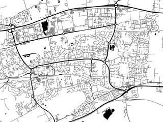 A vector road map of the city of  Basildon in the United Kingdom on a white background.