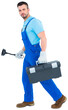© vectorfusionart - Plumber with plunger and toolbox