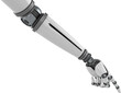 Silvered robot hand pointing