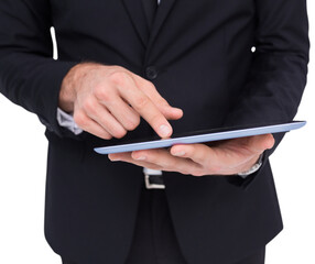 Poster - Mid section of a businessman touching digital tablet