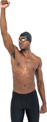 Wall Mural - Swimmer posing after victory