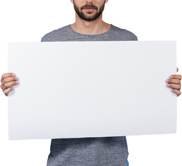 Canvas Print - Midsection of young man holding cardboard