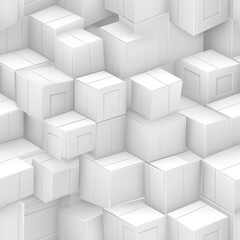 Wall Mural - Illustration of white boxes background image, AI generated