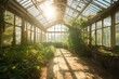 © masharinkaphotos - Old greenhouse with green plants. Generative AI