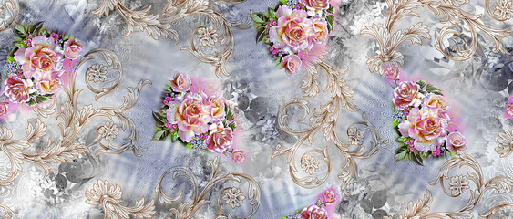 3d flower allover pattern digital design
