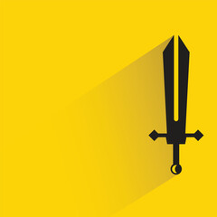 Wall Mural - longsword with shadow on yellow background