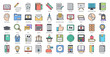 Copywriting Color Line Icons Online Writing Icon Set in Filled Outline Style 50 Vector Icons
