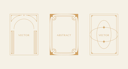Aufkleber - Vector set of linear frames and borders - abstract design elements for decoration or logo design