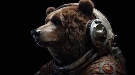 Wall Mural - bear as a space commander, intricate details, hyper - realistic, photography, 8k, generative ai