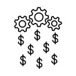 Business and Money. Financial management and Productivity. Making profit. Money creation. Growth of income. Cash flow. Value generator. Outline vector icon. Editable Strokes
