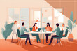 © VIX - Flat vector illustration They give their all in their work. Shot of a group of business people having a meeting in a conference room.