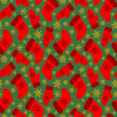 Wall Mural - seamless pattern Christmas decor socks and mittens