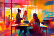 © Alistair - colorful and vibrant digital painting of professionals collaborating and working together in modern office setting