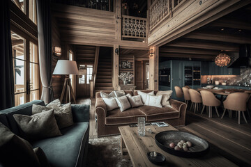 Interior of a luxurious chalet