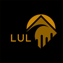 LUL Golden Color Letter Logo. LUL Golden Image On Black Background. Gold Jewelry Ornament Bracelet Monogram Logo Design And Best Business Icon.		
