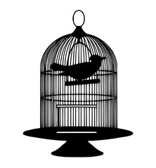 Wall Mural - bird cage silhouette vintage type silhouette logo icon