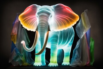 Sticker - An image of an elephant surrounded by other colors, in the style of translucent resin waves. Generative AI.