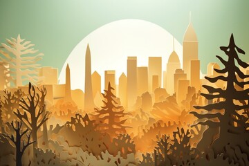 Canvas Print - Paper cutout, layered New York landscape. Generative AI.