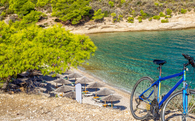 Amazing emerald water of small bay in Greek islands (Spetses)