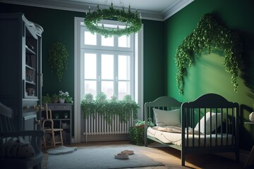 Wall Mural - interior of a child's room with a playpen