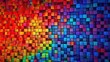 An energetic and colorful mosaic made up of cubes in primary hues arranged in a dynamic pattern