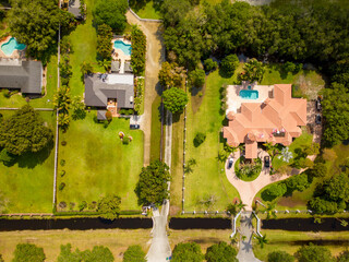 Wall Mural - Aerial photo mansions in Southwest Ranches neighborhood Florida USA