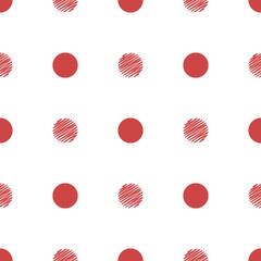 Wall Mural - Red dots and scribble dots seamless pattern