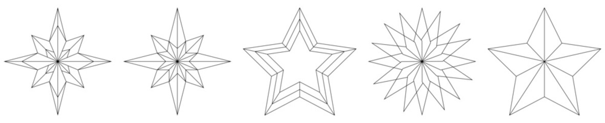 Wall Mural - collection of christmas stars line icons. vector illustration isolated on white background