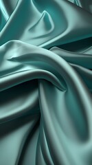 Realistic satin silk in aquamarine blue-green color, smooth and shiny appearance, luxurious look, fabric would drape and flow gracefully, with a soft and supple texture that feels silky to the touch,
