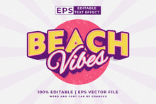 Editable Text Effect Beach Vibes 3d Retro Template Style Premium Vector