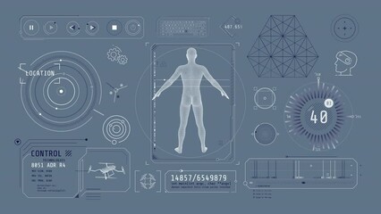 Wall Mural - animation of infographics about human digitalization on alpha channel.