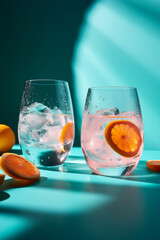 Canvas Print - Freshly made gin and tonic drink against a bright background. Generative ai