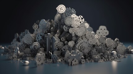 Wall Mural - Cloud of Technology Cogs Illustrated, AI Generative