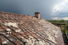 Marked Hail Damage On A Roof. Generative AI